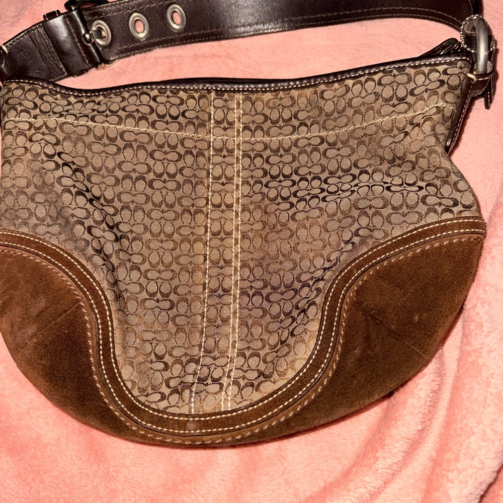 Coach Dark Brown Signature Shoulder Bag